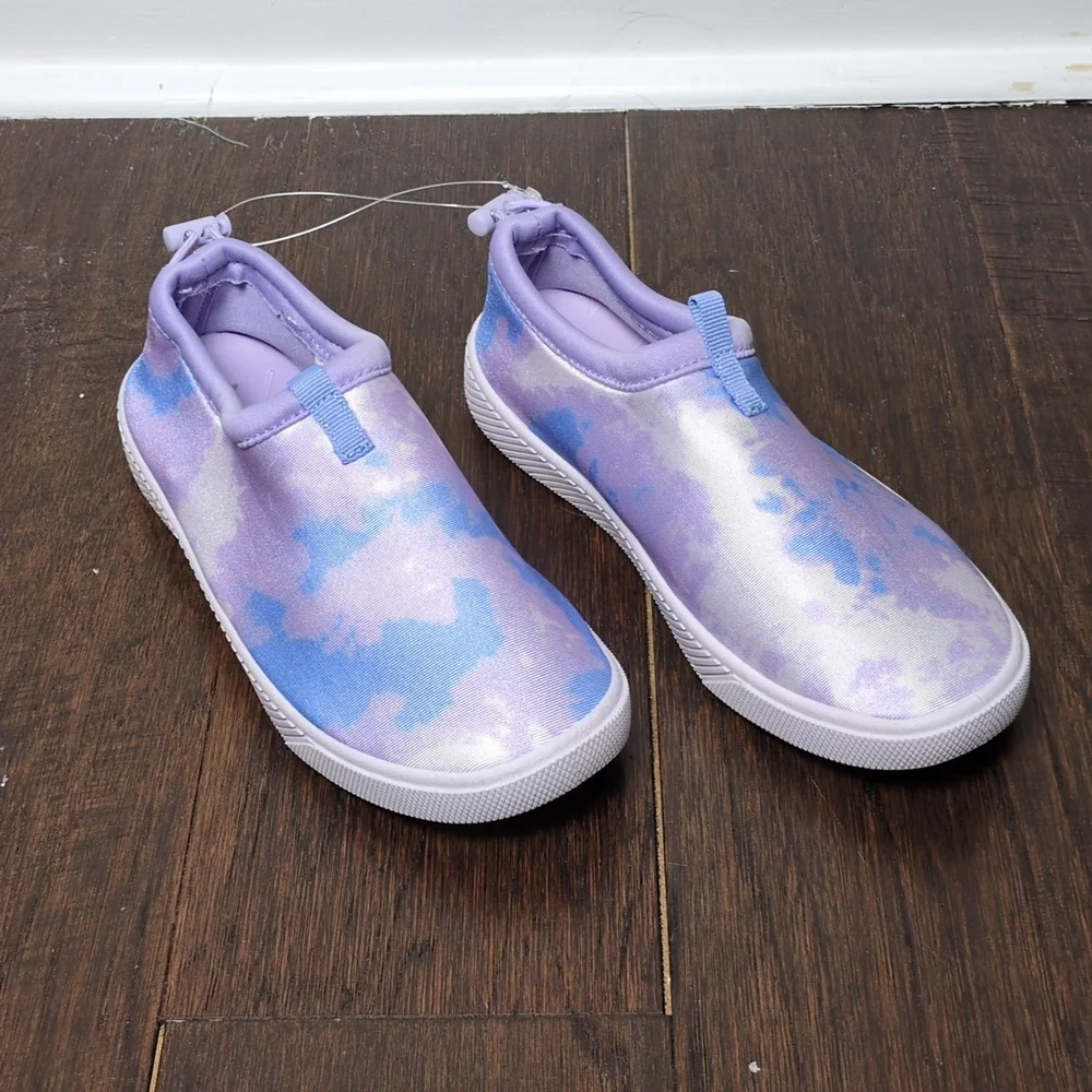 Lands End Slip-On Water Shoes Purple Tie Dye Kids Girls Quick Dry Size 3